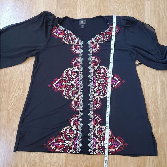 JM Collection Printed Slit-Sleeve Blouse sz 2x - Picture 7 of 11